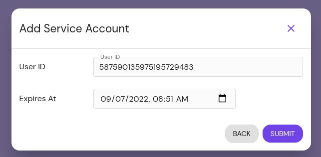 Adding an impersonated service account